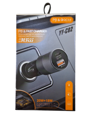 BOITE  CHARGEUR AUTO USB & TYPE-C 38W YY-CO2